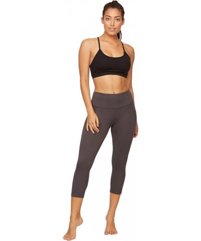 Active Women's Nadia High Rise Spandex Blend Capri Legging with Pockets Charcoal $20.64 Activewear