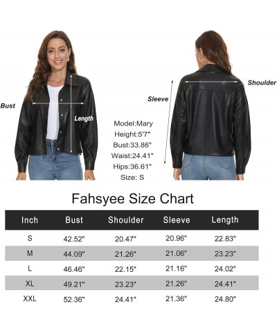 Women Faux Leather Shacket Moto Biker Shirts Loose Fit Blazer Long Sleeves Button Casual Jacket Plus Size S-XXL Black-short $...