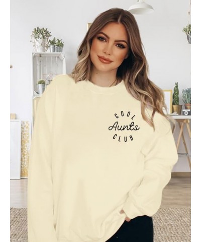 Women Aunt Sweatshirt Cool Aunts Club Crewneck Sweatshirt Auntie Long Sleeve Lightweight Shirt for Aunt Gift Apricot-1 $16.17...