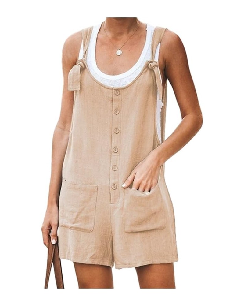 2023 Jumpsuits for Women Comfy Linen Cargo Rompers Summer Sleeveless Baggy Overalls with Pockets Jumpers with Big Pockets 3 K...