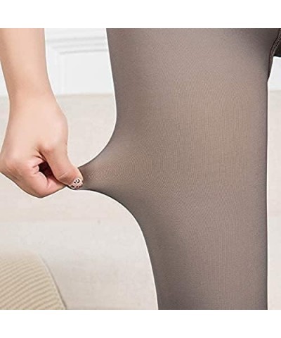 Belles Heat Tech Fleece Leggings Translucent Heat Tech Leggings Women Warm Ultra Winter Fleece Lined Sheer Tights Black-feetl...