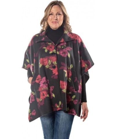 Cozy Coat 4 Button Fleece Poncho Cape Wine $20.68 Coats