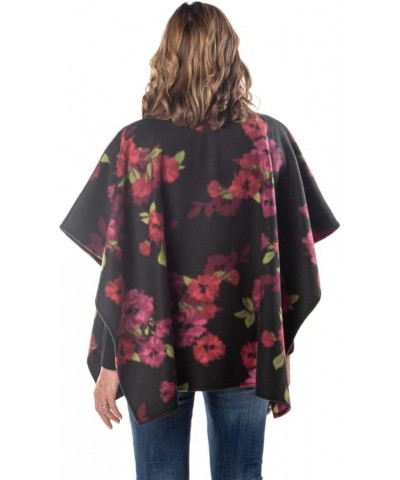 Cozy Coat 4 Button Fleece Poncho Cape Wine $20.68 Coats