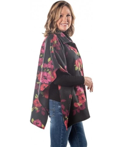 Cozy Coat 4 Button Fleece Poncho Cape Wine $20.68 Coats