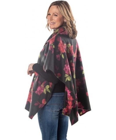 Cozy Coat 4 Button Fleece Poncho Cape Wine $20.68 Coats