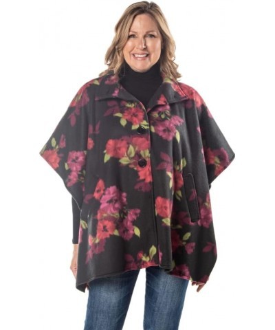 Cozy Coat 4 Button Fleece Poncho Cape Wine $20.68 Coats