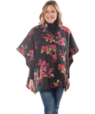 Cozy Coat 4 Button Fleece Poncho Cape Wine $20.68 Coats