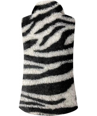 Vests For Women Winter Casual Zip Up Fleece Shaggy Jackets Coats Fashion Graphic Plus Size Cardigan Sweaters Outwear V2-zebra...