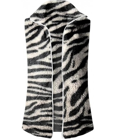 Vests For Women Winter Casual Zip Up Fleece Shaggy Jackets Coats Fashion Graphic Plus Size Cardigan Sweaters Outwear V2-zebra...