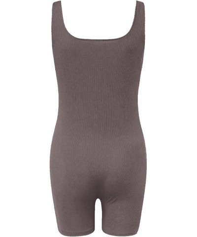 Short Romper For Women Square Neck Ribbed Tank Tops Sleeveless Workout Jumpsuit Gym Yoga Clothes 2023 J021-dark Gray $5.00 Ju...