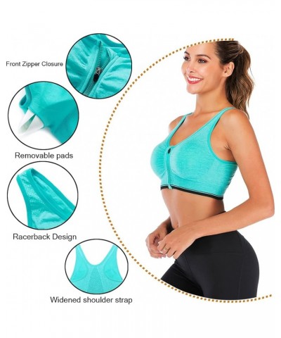 Front Zipper Sports Bras for Women Wireless Post-Surgery Bra Racerback Workout Gym Yoga Sports Bra 5 2 Packs(green+grey) $22....