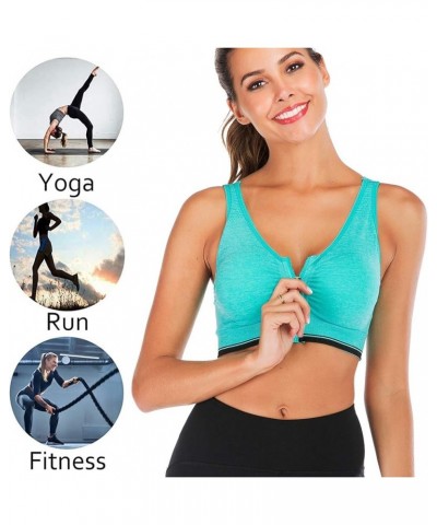 Front Zipper Sports Bras for Women Wireless Post-Surgery Bra Racerback Workout Gym Yoga Sports Bra 5 2 Packs(green+grey) $22....