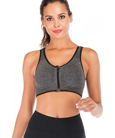 Front Zipper Sports Bras for Women Wireless Post-Surgery Bra Racerback Workout Gym Yoga Sports Bra 5 2 Packs(green+grey) $22....