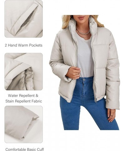 Women Faux Leather Jacket Long Quilted Hood Puffer Winter Coat White Short $17.15 Jackets