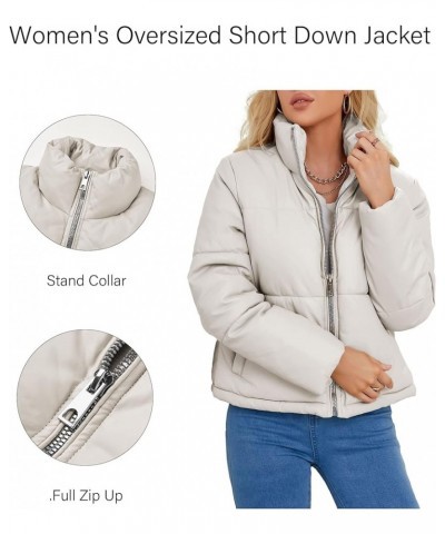 Women Faux Leather Jacket Long Quilted Hood Puffer Winter Coat White Short $17.15 Jackets