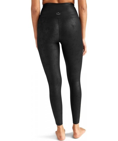 Luxe Leatherette High-Waisted Midi Leggings Black Leatherette Foil $52.46 Leggings