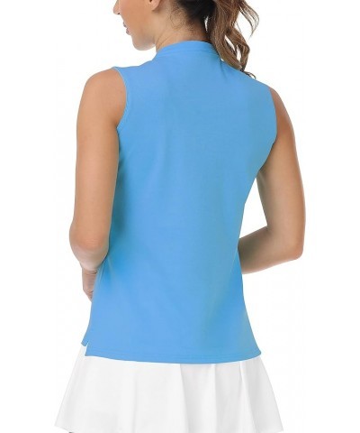 Women's Sleeveless Golf Polo Tennis Shirt Sport T-Shirt V-Neck Athletic Tops Active Tee Sky Blue $14.74 Shirts