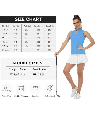 Women's Sleeveless Golf Polo Tennis Shirt Sport T-Shirt V-Neck Athletic Tops Active Tee Sky Blue $14.74 Shirts