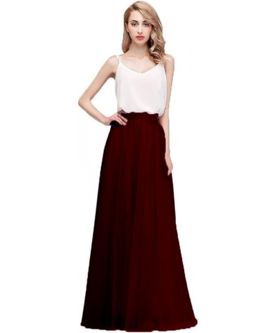 Women’s Maxi High Waist Skirts Blush Tulle Holiday Formal Skirt Burgundy $13.94 Skirts