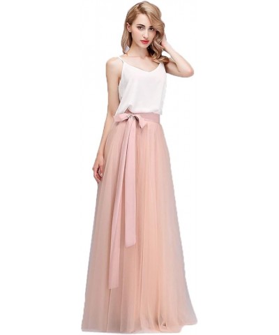 Women’s Maxi High Waist Skirts Blush Tulle Holiday Formal Skirt Burgundy $13.94 Skirts