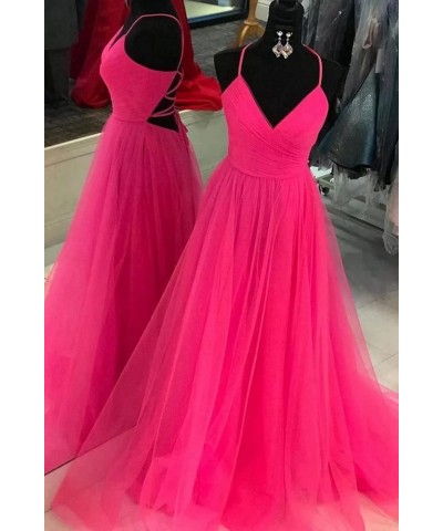 Women's Tulle Bridesmaid Dress Long V Neck A Line Formal Evening Gown with Slit Ball Gown RPM219 Orange $39.95 Dresses