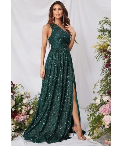 Sparkly One Shoulder Sequin Prom Dresses for Women Side Slit A Line Long Formal Evening Cocktail Gowns for Teens PU005 Royal ...