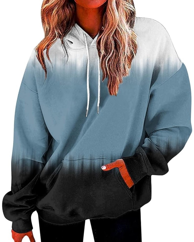 Womens Fall Fashion 2023 Hoodies Gradient Sweatshirt Long Sleeve Hooded Pullover Drawstring Tops with Pocket Loose Fit A28 Li...