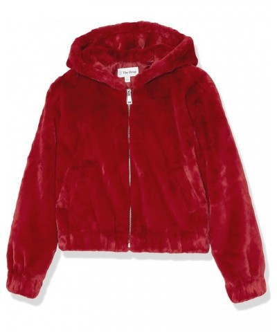 Women's Sloane Faux Fur Zip Front Hooded Bomber Jacket Rhubarb $38.81 Coats