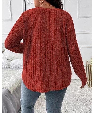 Women Plus Size Fitted Sweaters Fall Winter 2023 Cute Pullover V Neck Knit Sweater Long Sleeve Basic Tops Shirt Jumper Red $1...