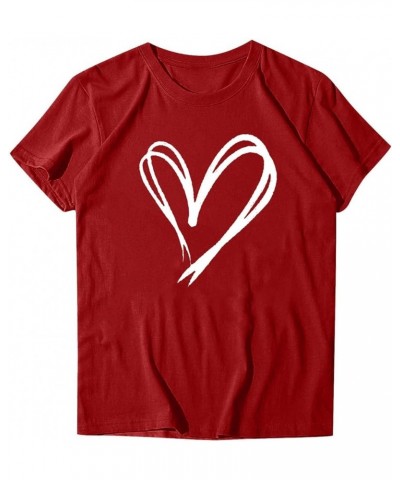 Heart Shirts for Women Short Sleeve Cute Graphic Tees Casual Trendy Lightweight Loose Fit Tops 2024 Valentine's Day T-Shirt T...