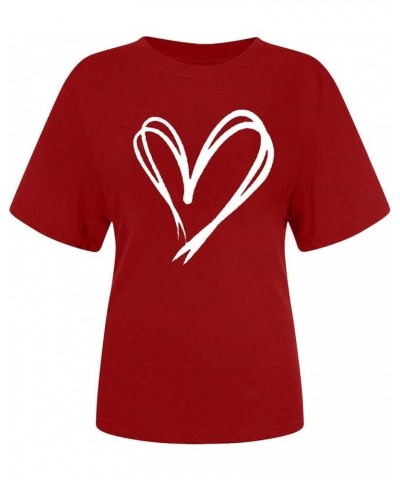 Heart Shirts for Women Short Sleeve Cute Graphic Tees Casual Trendy Lightweight Loose Fit Tops 2024 Valentine's Day T-Shirt T...