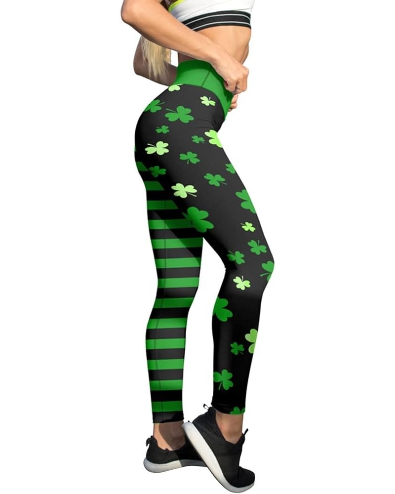 St Patricks Day Leggings for Women Holiday Printed Leggings High Waisted Slim Tummy Control Shamrock Yoga Pants 2024 02-e $9....