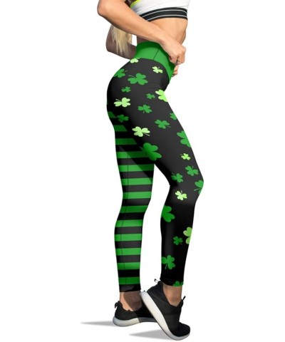 St Patricks Day Leggings for Women Holiday Printed Leggings High Waisted Slim Tummy Control Shamrock Yoga Pants 2024 02-e $9....