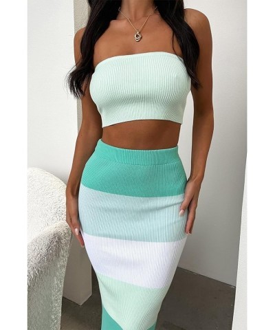 Women Crochet Knitted Skirts Set Hollow Out Lace up Swimsuit Cover Ups 2Pcs Knitted Outfits Set Swim Beachwear Green 7a $11.0...