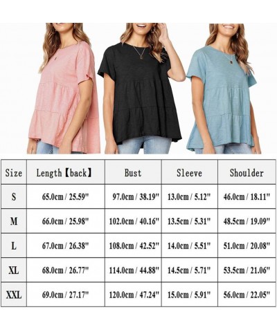 Womens Short Sleeve Casual Loose Blouse High Low Hem Ruffle Peplum T Shirt Tops Rose Red $13.91 Blouses