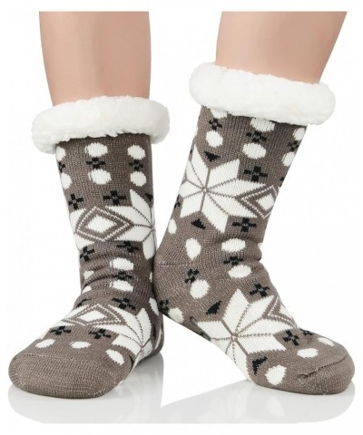 Fuzzy Socks for Women House Socks Indoor Winter Warm Furry Socks Athletic Socks for Christmas Gray Snow $7.94 Activewear