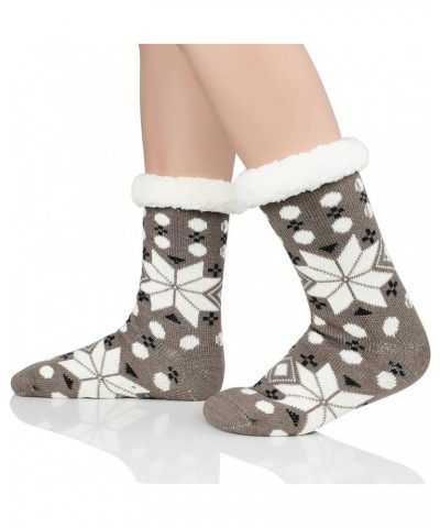 Fuzzy Socks for Women House Socks Indoor Winter Warm Furry Socks Athletic Socks for Christmas Gray Snow $7.94 Activewear