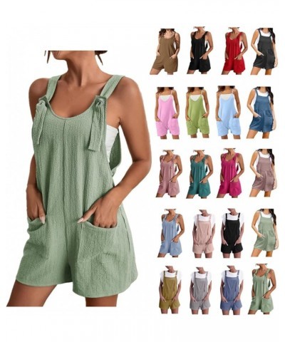 Women's Jumpsuits, Rompers for Women Summer Casual Suspender Shorts Solid Overalls with Pockets Short Pants A4-green $6.59 Ro...