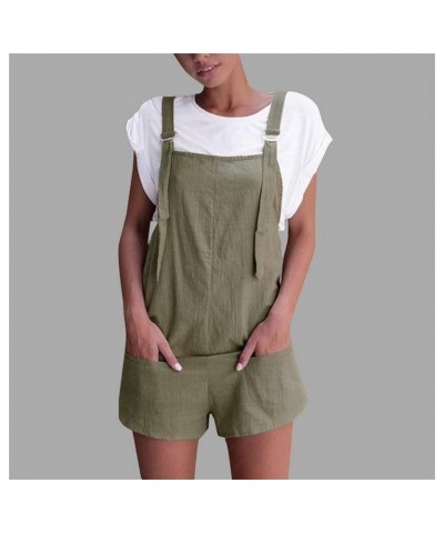 Women's Jumpsuits, Rompers for Women Summer Casual Suspender Shorts Solid Overalls with Pockets Short Pants A4-green $6.59 Ro...