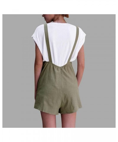 Women's Jumpsuits, Rompers for Women Summer Casual Suspender Shorts Solid Overalls with Pockets Short Pants A4-green $6.59 Ro...