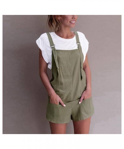 Women's Jumpsuits, Rompers for Women Summer Casual Suspender Shorts Solid Overalls with Pockets Short Pants A4-green $6.59 Ro...