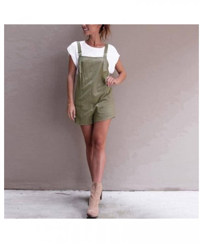 Women's Jumpsuits, Rompers for Women Summer Casual Suspender Shorts Solid Overalls with Pockets Short Pants A4-green $6.59 Ro...