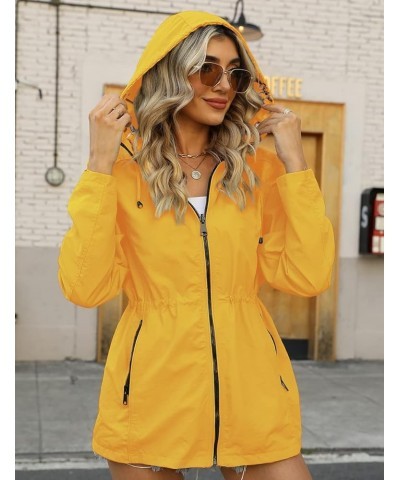 Women Reversible Lightweight Jacket Casual Windbreaker Outerwear Waterproof Outdoor Printed Raincoat Yellow $22.55 Coats