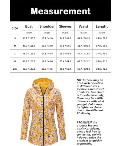 Women Reversible Lightweight Jacket Casual Windbreaker Outerwear Waterproof Outdoor Printed Raincoat Yellow $22.55 Coats