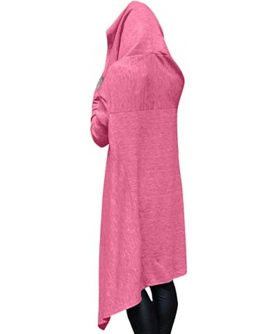 Womens Cloak Tops with Hood Solid High Low Hem Flowy Cape Sweatshirt Casual Full Sleeve Asymmetric Long Hoodie Pink $10.07 Ac...