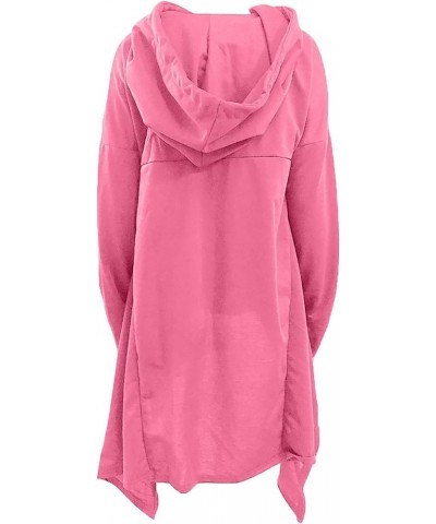 Womens Cloak Tops with Hood Solid High Low Hem Flowy Cape Sweatshirt Casual Full Sleeve Asymmetric Long Hoodie Pink $10.07 Ac...