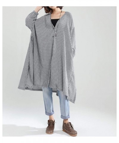 Plaid Duster Shirt Jackets with Long Sleeves and Button-Down Design for Plus Size Women GA1505 A Plaid $17.62 Blouses