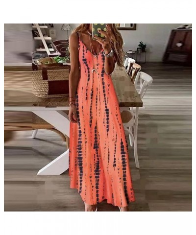 Casual Long Dresses for Women Sexy Tie-dye Slip V Neck Maxi Dress Summer Loose Sun Dress for Beach Vacation A Orange $7.45 Dr...