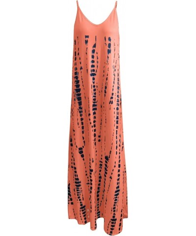 Casual Long Dresses for Women Sexy Tie-dye Slip V Neck Maxi Dress Summer Loose Sun Dress for Beach Vacation A Orange $7.45 Dr...