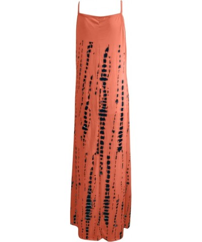 Casual Long Dresses for Women Sexy Tie-dye Slip V Neck Maxi Dress Summer Loose Sun Dress for Beach Vacation A Orange $7.45 Dr...